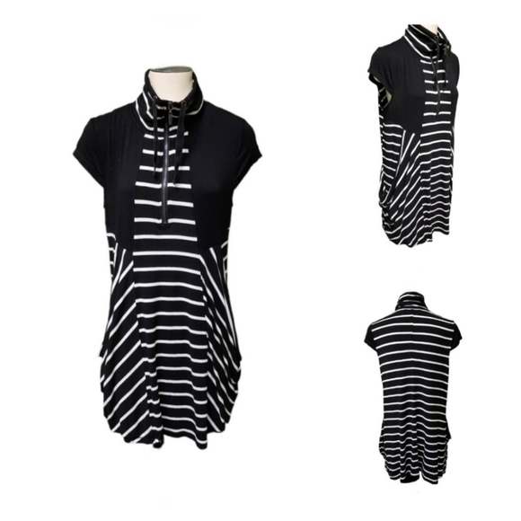 Patrizia Luca Tops - Patrizia Luca Milano Women's Monochrome Slush Pockets Zip Neckline Size S